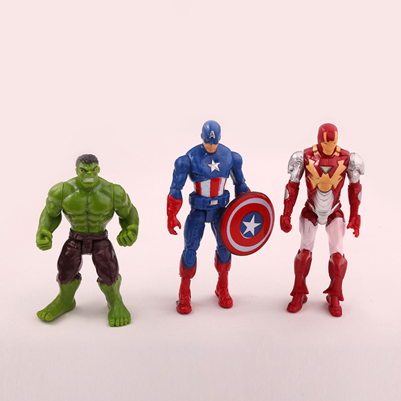 6 PCS SET The Avengers Hulk+Captain+Wolverine+Batman+Spiderman+Thor Figure 